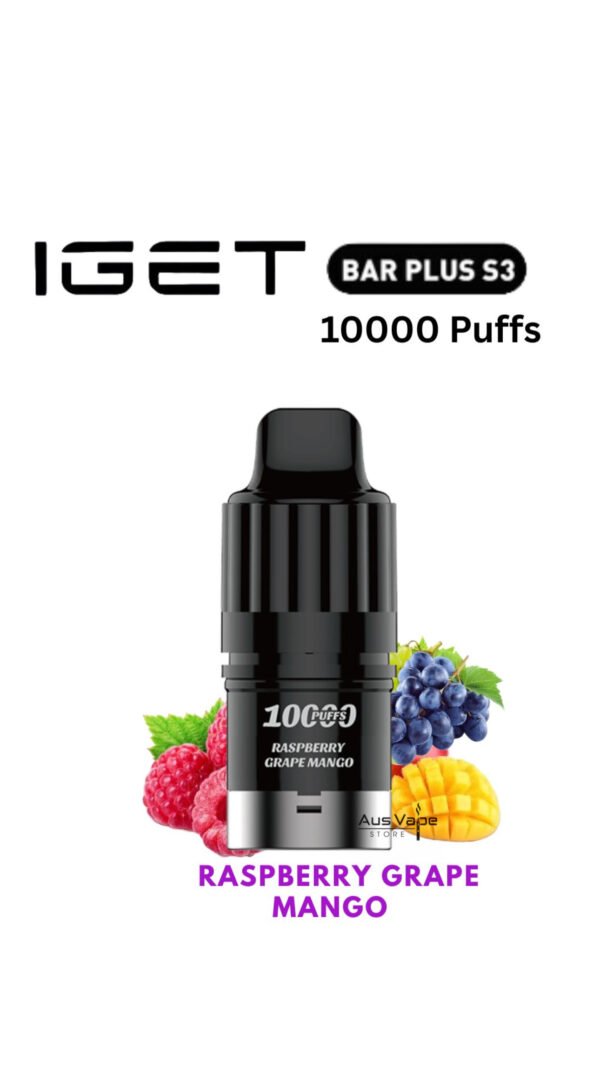 07EAF5D6-2B6A-4EF7-B88C-6EB0DFEAD81D-600x1067-1.jpeg IGET BAR PLUS S3 POD ONLY – RASPBERRY GRAPE MANGO – 10.000 PUFFS - Image 1