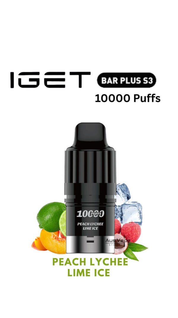 123075F2-3694-4B78-9EAC-BCA13FAACC67-600x1067-1.jpeg IGET BAR PLUS S3 POD ONLY – PEACH LYCHEE LIME ICE – 10.000 PUFFS - Image 1