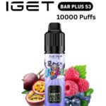 IGET BAR PLUS KIT S3 – PASSIONFRUIT BLUEBERRY RASPBERRY – 10 000 PUFFS
