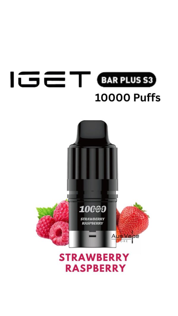 3B4098B3-54CF-498B-88C7-472D3D33E43F-600x1067-1.jpeg IGET BAR PLUS S3 POD ONLY – STRAWBERRY RASPBERRY – 10.000 PUFFS - Image 1