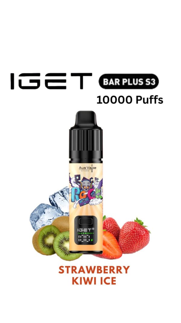 5D6606DD-0C74-4465-8EF3-4E8600B7CD6B-600x1067-1.jpeg IGET BAR PLUS KIT S3 – STRAWBERRY KIWI ICE – 10 000 PUFFS - Image 1