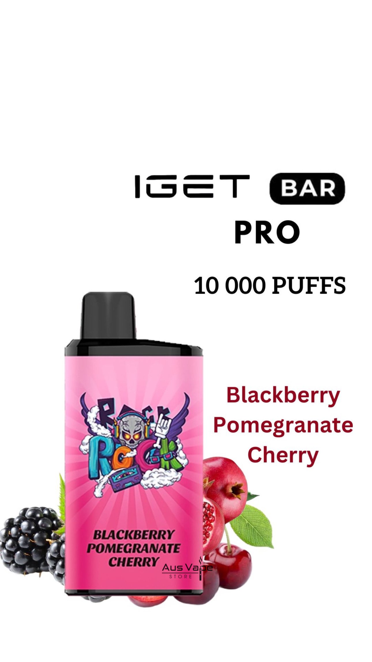 A14C6F64-308E-466C-868D-B4C43B9B7C0F-1.jpeg IGET BAR PRO – BLACKBERRY POMEGRANATE CHERRY – 10 000 PUFFS - Image 1