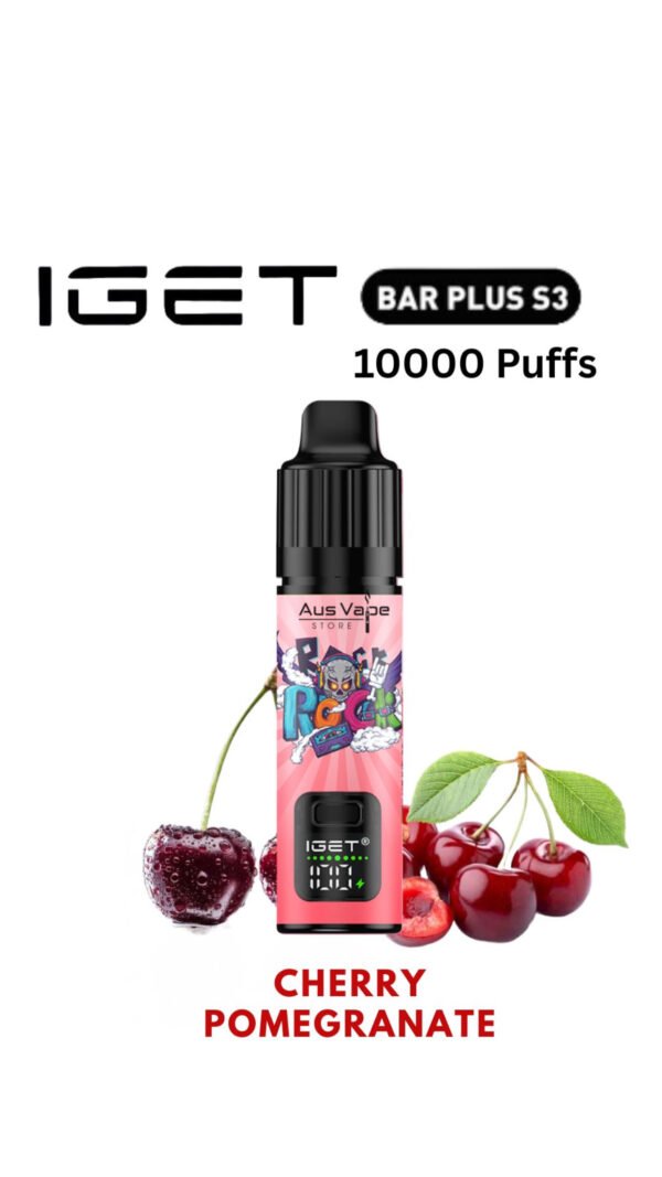 B3E2CA96-C0F0-4B5B-BDCE-3A59AFA9DB47-600x1067-1.jpeg IGET BAR PLUS KIT S3 – CHERRY POMEGRANATE – 10 000 PUFFS - Image 1