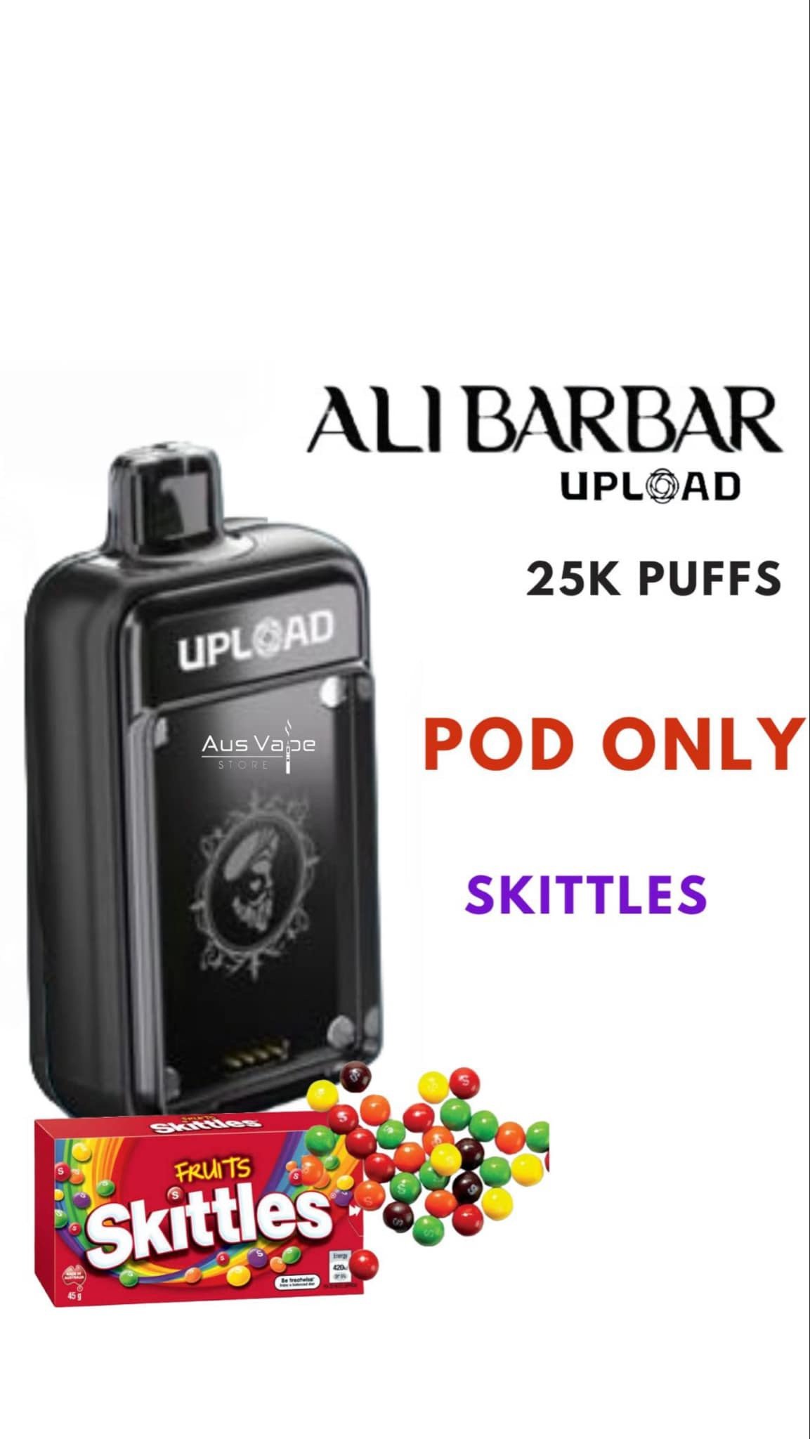 IMG_1707-2.jpg ALIBARBAR UPLOAD POD ONLY – SKITTLES– 25000 PUFFS - Image 1
