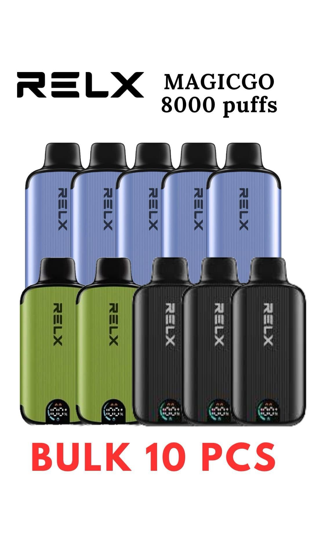 IMG_9932.jpg BULK 10 PCS – RELX MAGICGO 8000 PUFFS – CAN MIX FLAVOURS - Image 1