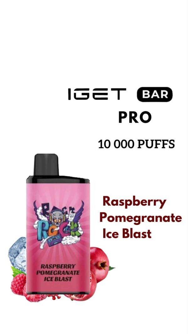 att.IYcZOzt1ESUEVo3NFEJKz8_RTWcxHABx5LHFdUNBsCE-600x1067-1.jpg IGET BAR PRO – RASPBERRY POMEGRANATE ICE BLAST – 10 000 PUFFS - Image 1