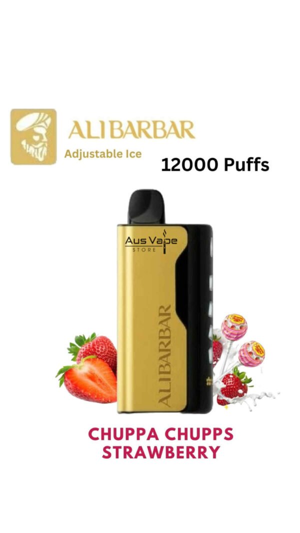 att.Q080rpJ-3EBWE15THcYt2WjOxeKpgbtvENTOYzPhMlc-600x1066-1.jpg ALIBARBAR ICE ADJUST – CHUPA CHUPS STRAWBERRY – 12000 PUFFS - Image 1